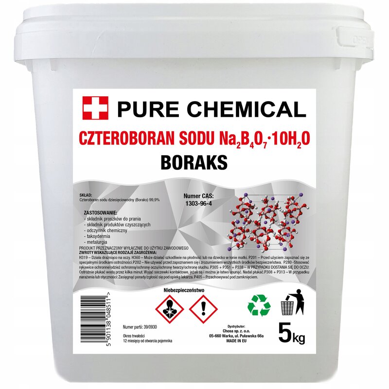 BORAKS CZYSTY BORAX CZTEROBORAN SODU czda 5kg