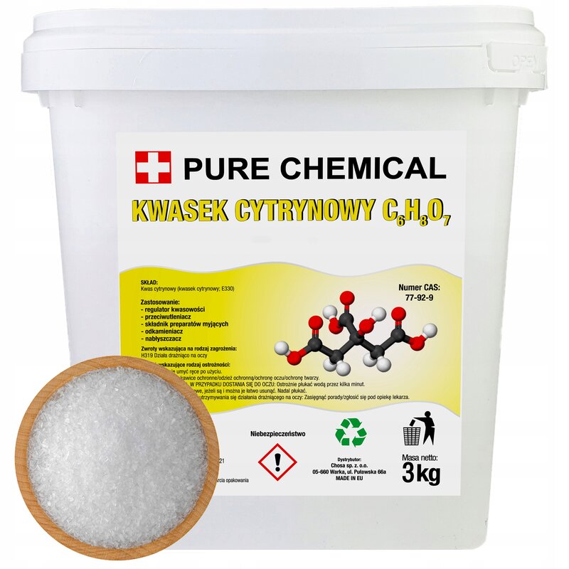 KWASEK CYTRYNOWY KWAS CZYSTY E330 3kg 3000g