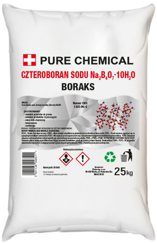 BORAKS CZYSTY BORAX CZTEROBORAN SODU czda 25kg