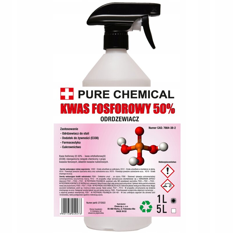 ODRDZEWIACZ DO STALII I ŻELIWA KWAS FOSFOROWY W SPRAYU 1L