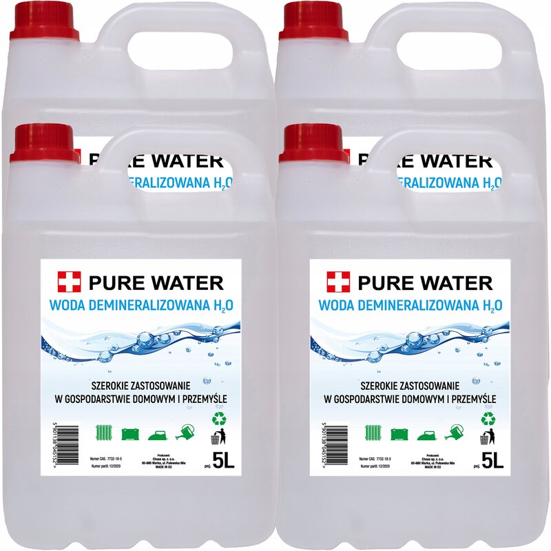 WODA DESTYLOWANA DEMINERALIZOWANA 20L (4 x 5L)