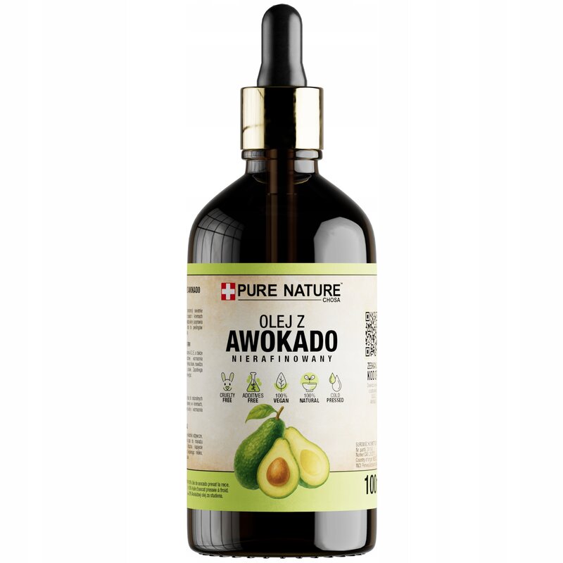 OLEJ Z AWOKADO NIERAFINOWANY ZIMNOTŁOCZONY NATURALNY 100ml