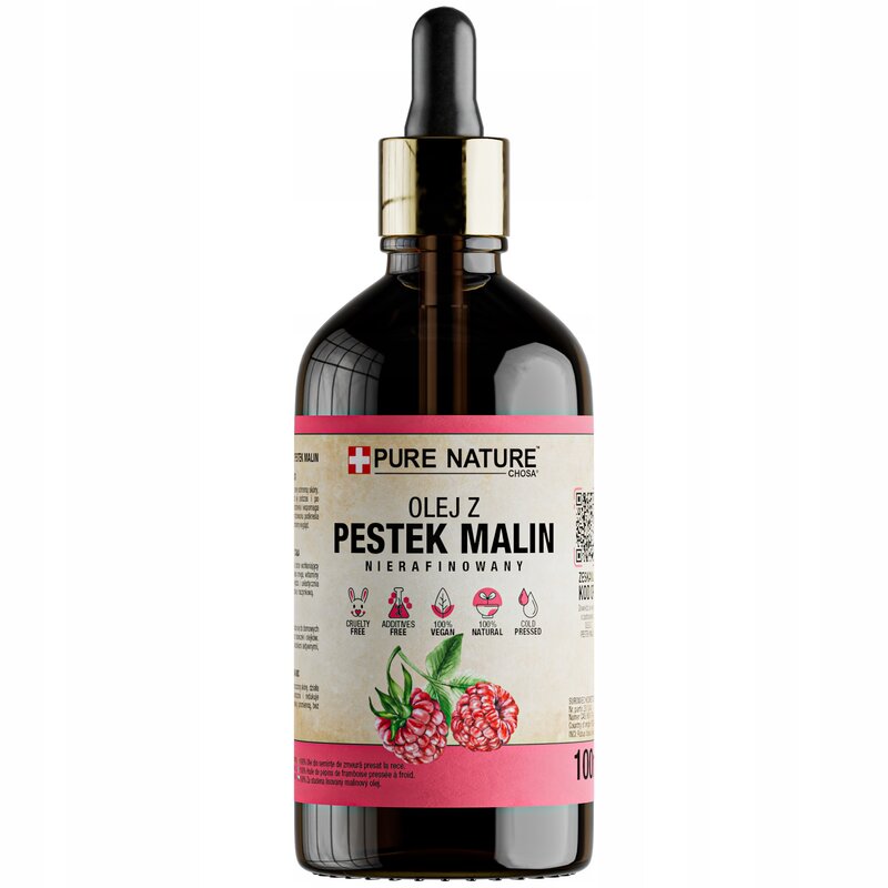 OLEJ Z PESTEK MALIN NIERAFINOWANY NATURALNY ZIMNO TŁOCZONY 100ml