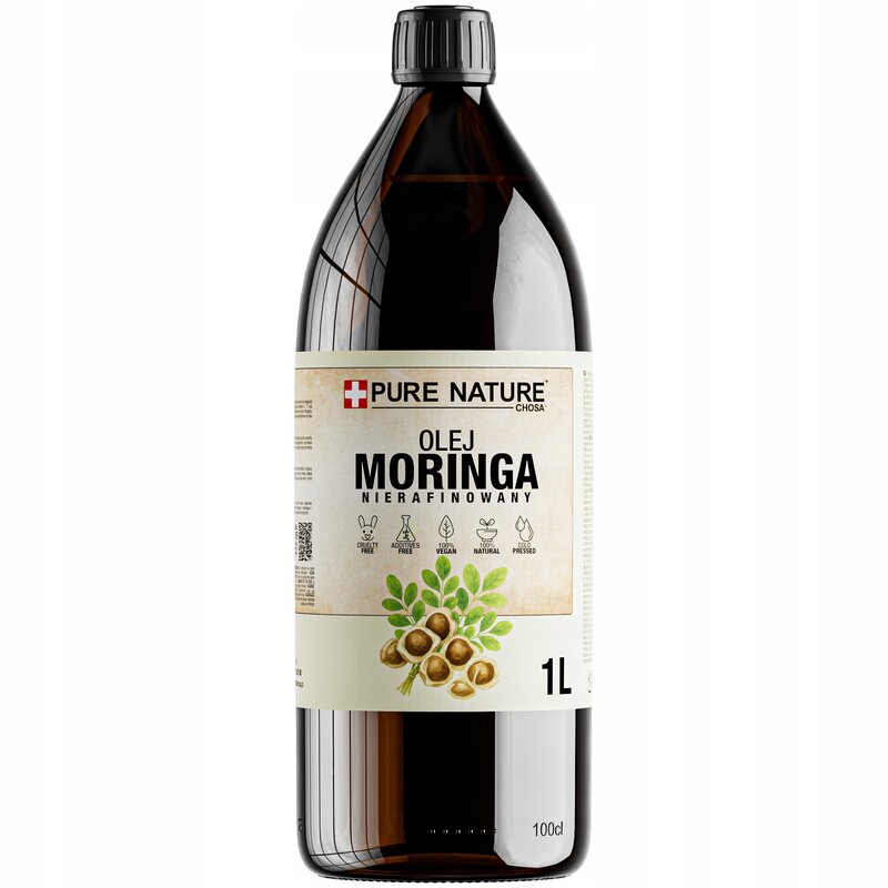 OLEJ MORINGA NATURALNY NIERAFINOWANY ZIMNOTŁOCZONY 1l