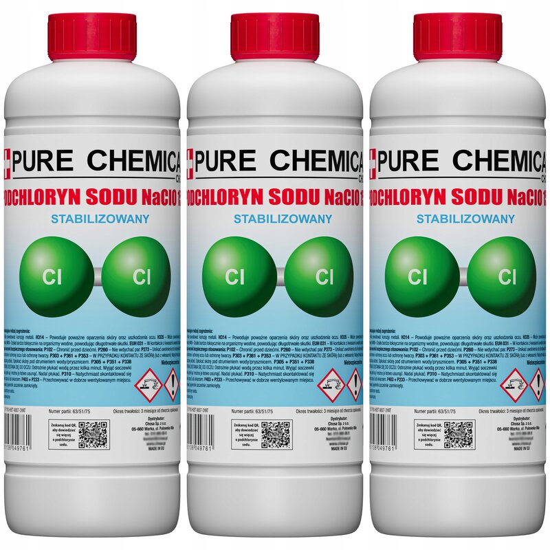 PODCHLORYN SODU 15% CHLOR W PŁYNIE 3L 3x1L