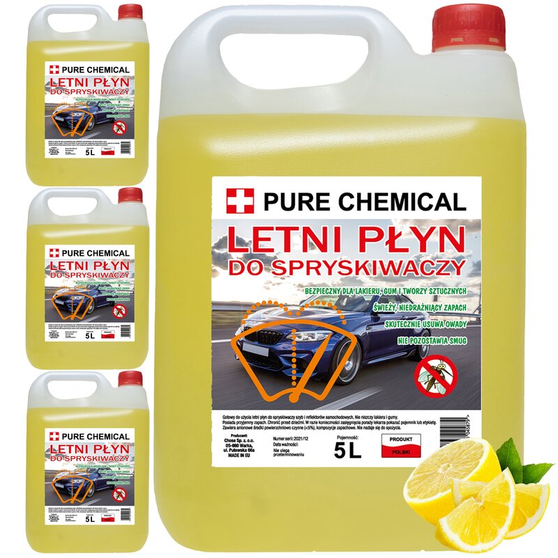 LETNI PŁYN DO SPRYSKIWACZY 20L 4x5L cytrynowy
