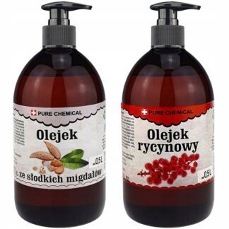 OLEJ MIGDAŁOWY ZE SŁODKICH MIGDAŁÓW 0,5l + OLEJ RYCYNOWY NIERAFINOWY 0,5l