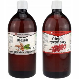 OLEJ MIGDAŁOWY ZE SŁODKICH MIGDAŁÓW 1l + OLEJEK RYCYNOWY NIERAFINOWY 1l