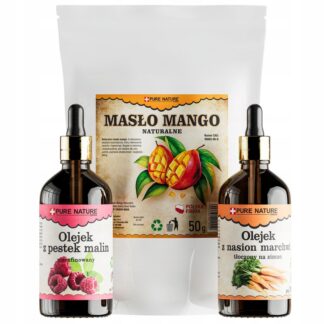 DO OPALANIA OLEJ Z PESTEK MALIN OLEJ Z NASION MARCHWI 100ml MASŁO MANGO 50g