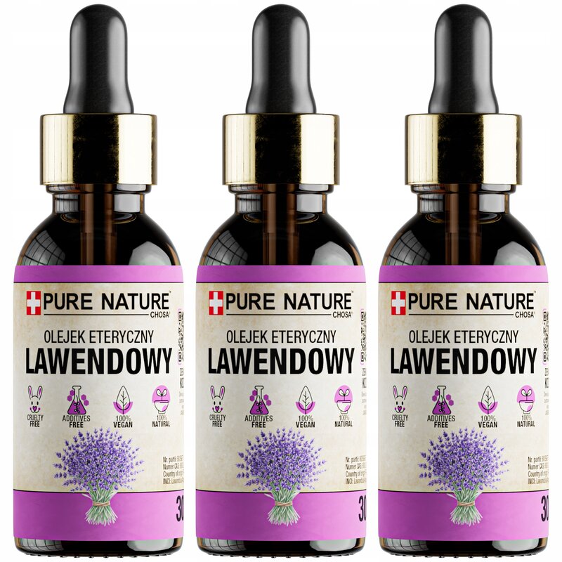 OLEJEK LAWENDOWY NATURALNY OLEJEK ETERYCZNY Z LAWENDY BEZ DODATKÓW 3x 30ml