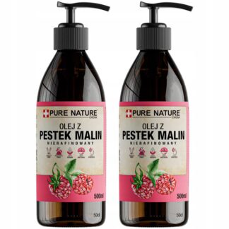 OLEJ Z PESTEK MALIN NIERAFINOWANY ZIMNO TŁOCZONY + DOZOWNIK (2x 500ml) 1l
