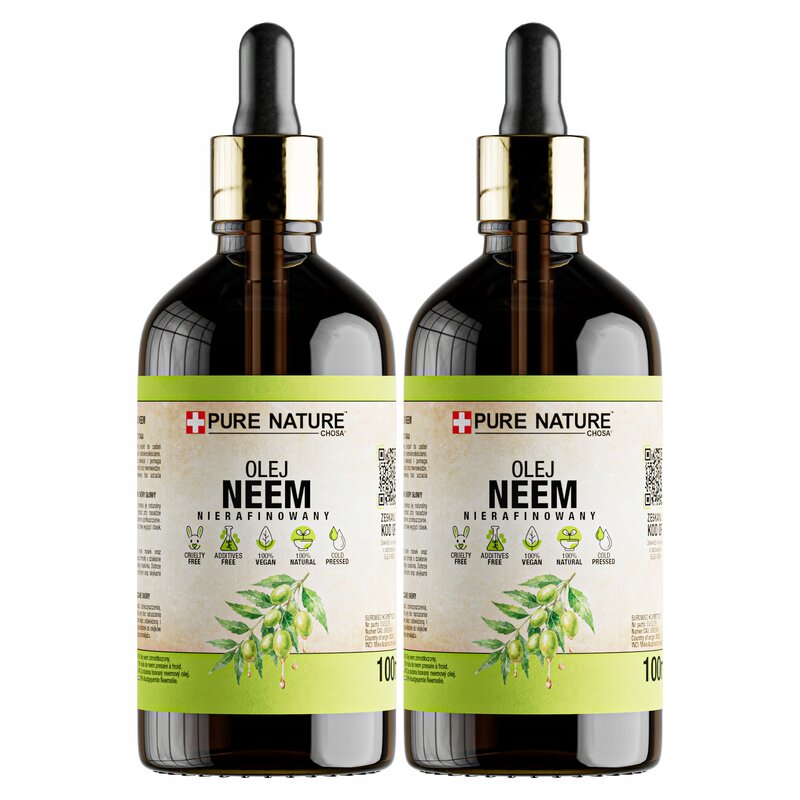 OLEJEK NEEM NIERAFINOWANY NATURALNY TŁOCZONY NA ZIMNO 2x 100ml