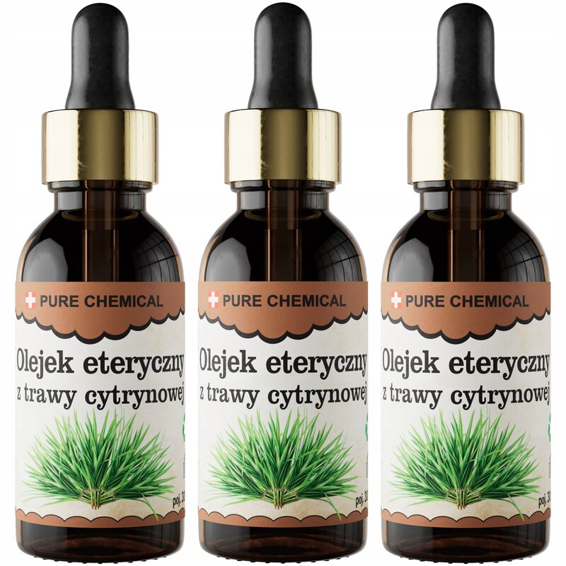 OLEJEK Z TRAWY CYTRYNOWEJ ETERYCZNY NATURALNY BEZ DODATKÓW 3x 30ml