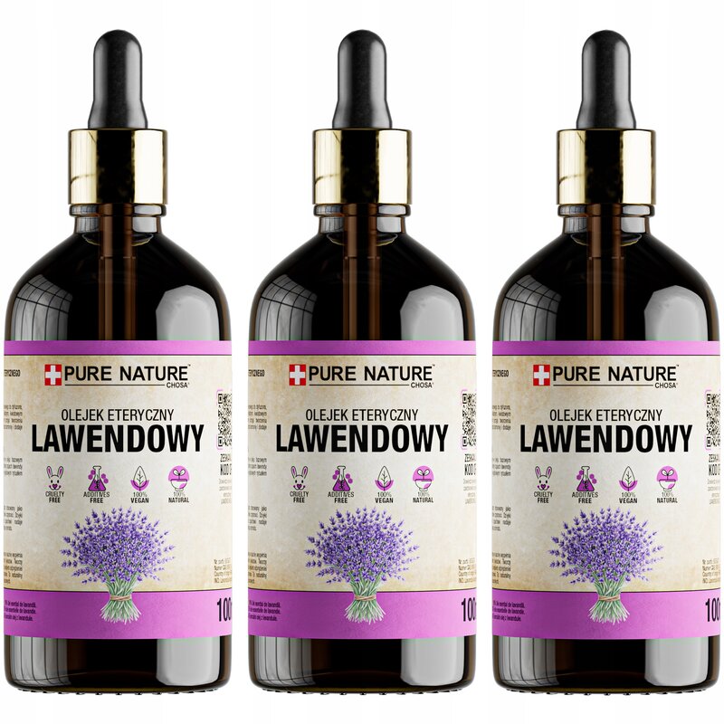 OLEJEK LAWENDOWY NATURALNY OLEJEK ETERYCZNY Z LAWENDY BEZ DODATKÓW 3x 100ml