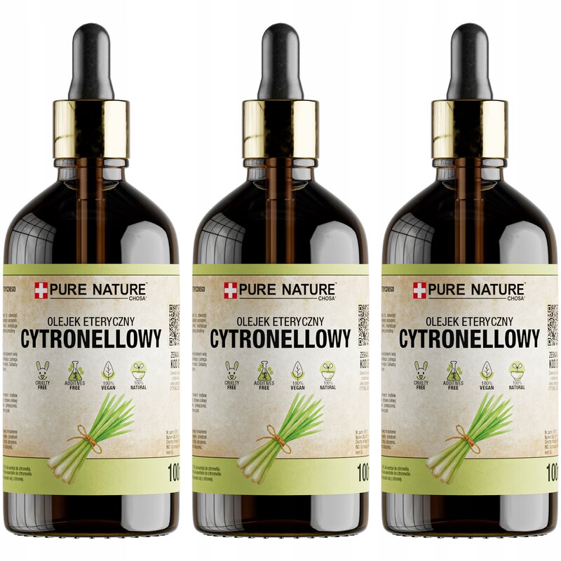 OLEJEK ETERYCZNY CYTRONELLA NATURALNY OLEJEK CITRONELA BEZ DODATKÓW 3x100ml
