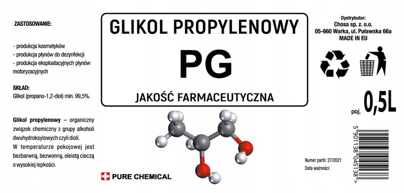 GLIKOL PROPYLENOWY PG FARMACEUTYCZNY CZYSTY 500ml - obrazek 2