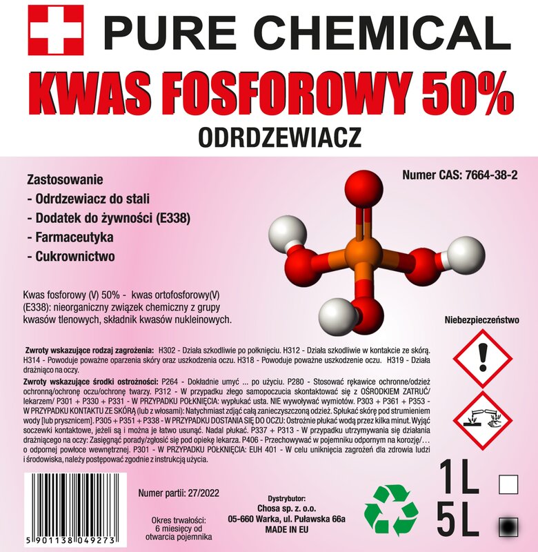ODRDZEWIACZ DO STALII I ŻELIWA KWAS FOSFOROWY 5L - obrazek 2