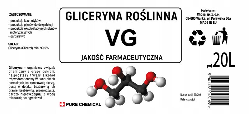 GLICERYNA ROŚLINNA VG FARMECEUTYCZNA 20L ~25kg - obrazek 2