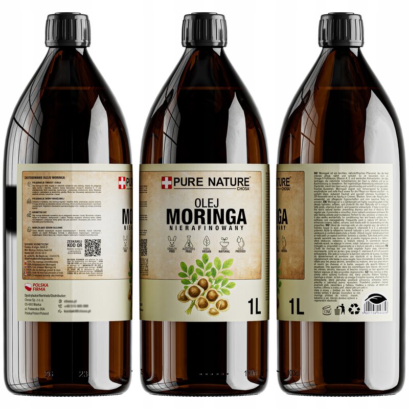 OLEJ MORINGA NATURALNY NIERAFINOWANY ZIMNOTŁOCZONY 1l - obrazek 2