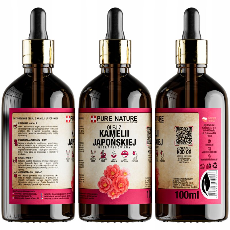 OLEJEK TSUBAKI Z KAMELII JAPOŃSKIEJ NIERAFINOWANY ZIMNOTŁOCZONY 100ml - obrazek 2