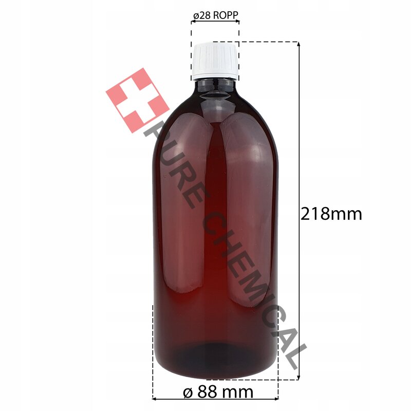 BUTELKA BRĄZOWA FARMACEUTYCZNA POJEMNIK PET 1l (1000ml) - obrazek 2