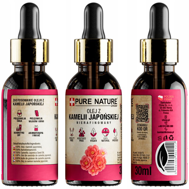 OLEJ TSUBAKI Z KAMELII JAPOŃSKIEJ NIERAFINOWANY ZIMNOTŁOCZONY 2x 30ml - obrazek 3