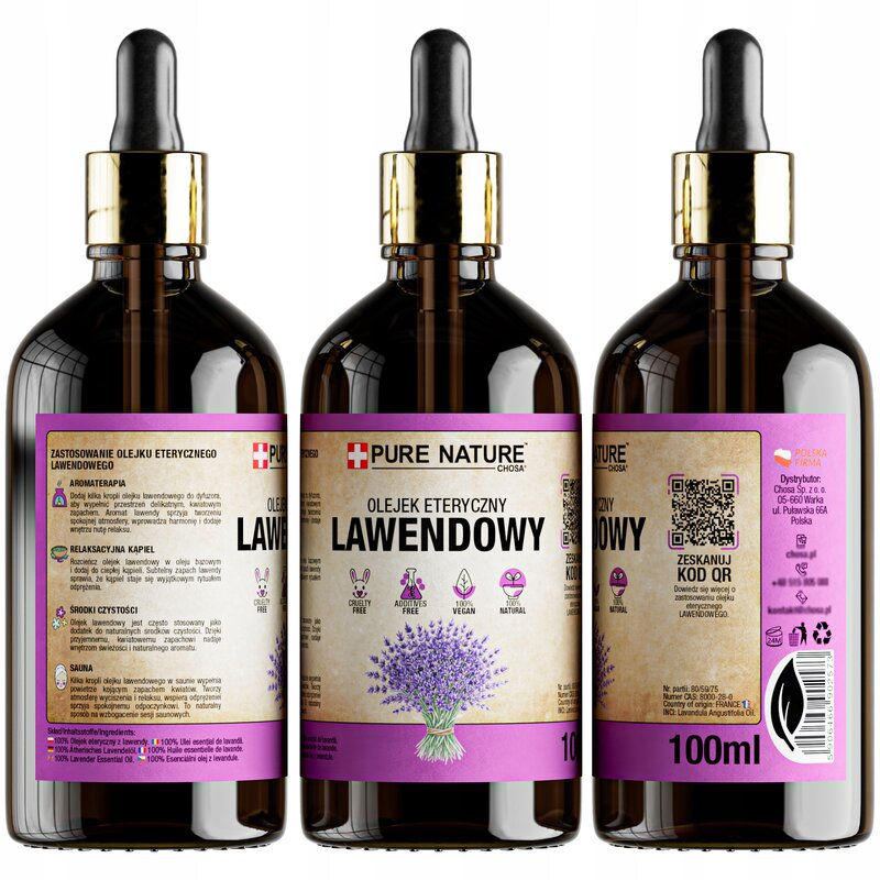 OLEJEK LAWENDOWY NATURALNY OLEJEK ETERYCZNY Z LAWENDY BEZ DODATKÓW 3x 100ml - obrazek 3