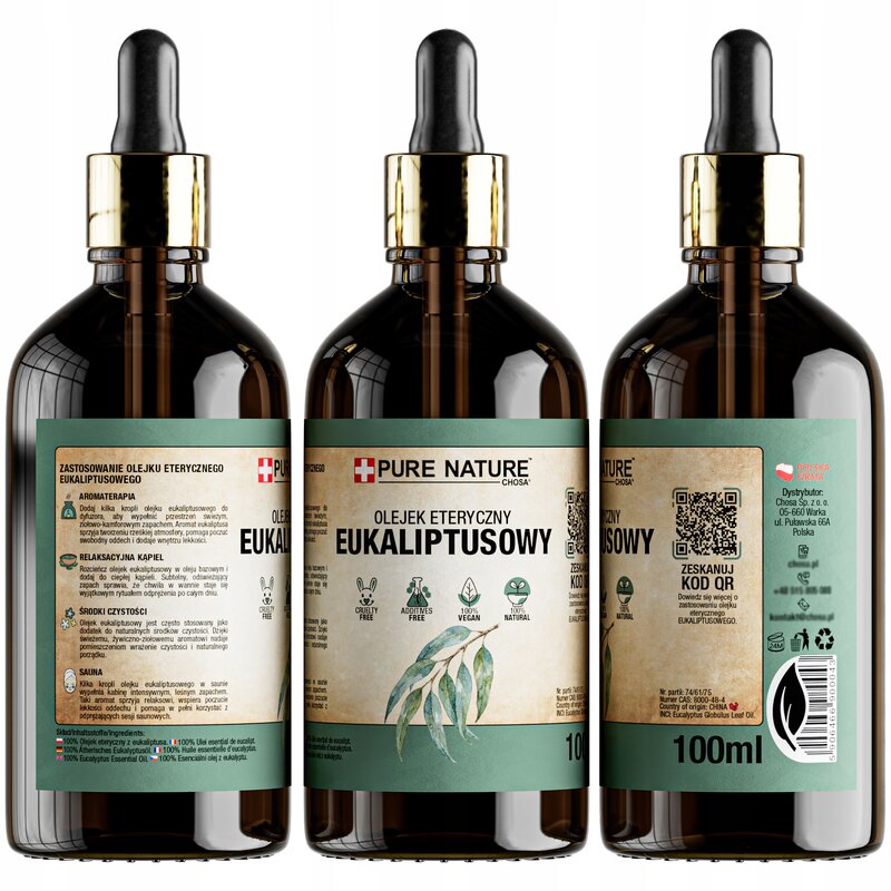 OLEJEK EUKALIPTUSOWY NATURALNY OLEJEK ETERYCZNY EUKALIPTUS 3x 100ml - obrazek 3