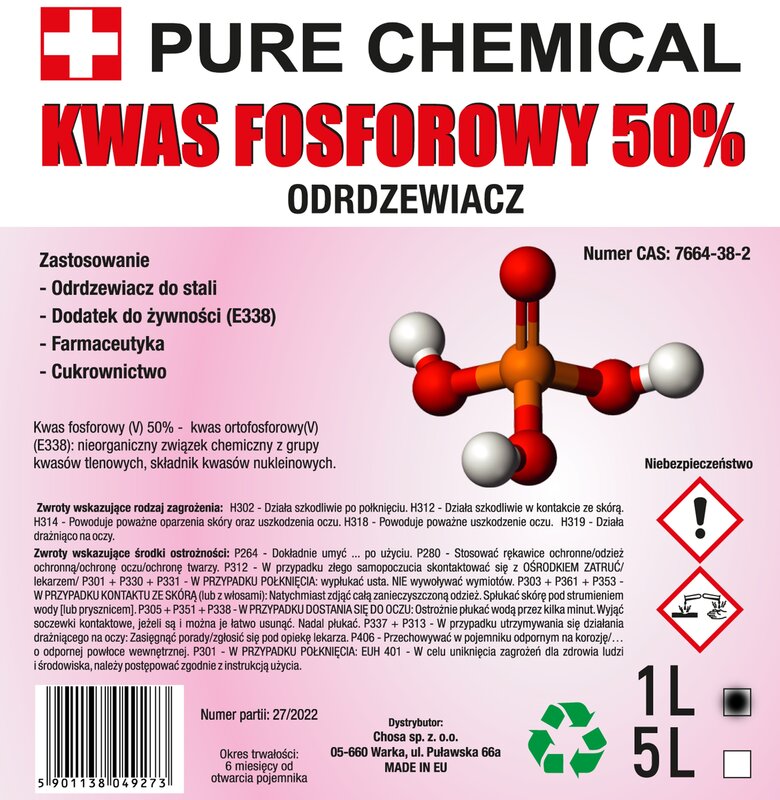 ODRDZEWIACZ DO STALII I ŻELIWA KWAS FOSFOROWY W SPRAYU 1L - obrazek 2