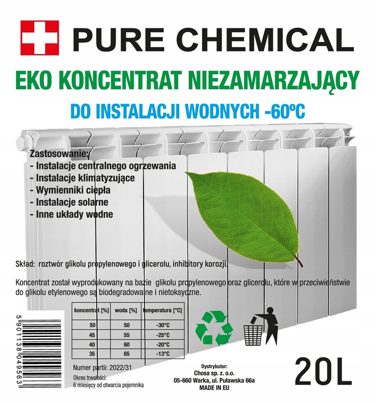 GLIKOL PROPYLENOWY KONCENTRAT DO C.O EKOLOGICZNY PŁYN SOLARNY -60°C 20L - obrazek 2