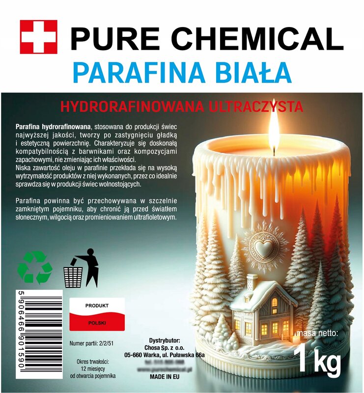 PARAFINA DO ŚWIEC CZYSTA BEZZAPACHOWA GRANULAT DO ODLEWU ŚWIEC 1KG - obrazek 2