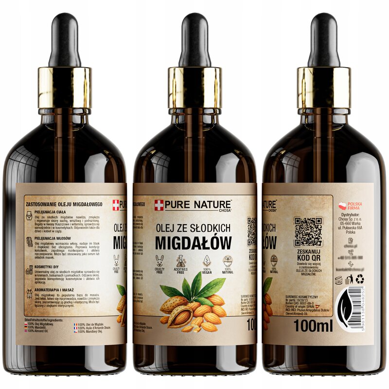 OLEJEK MIGDAŁOWY ZE SŁODKICH MIGDAŁÓW BIO 100ml - obrazek 2
