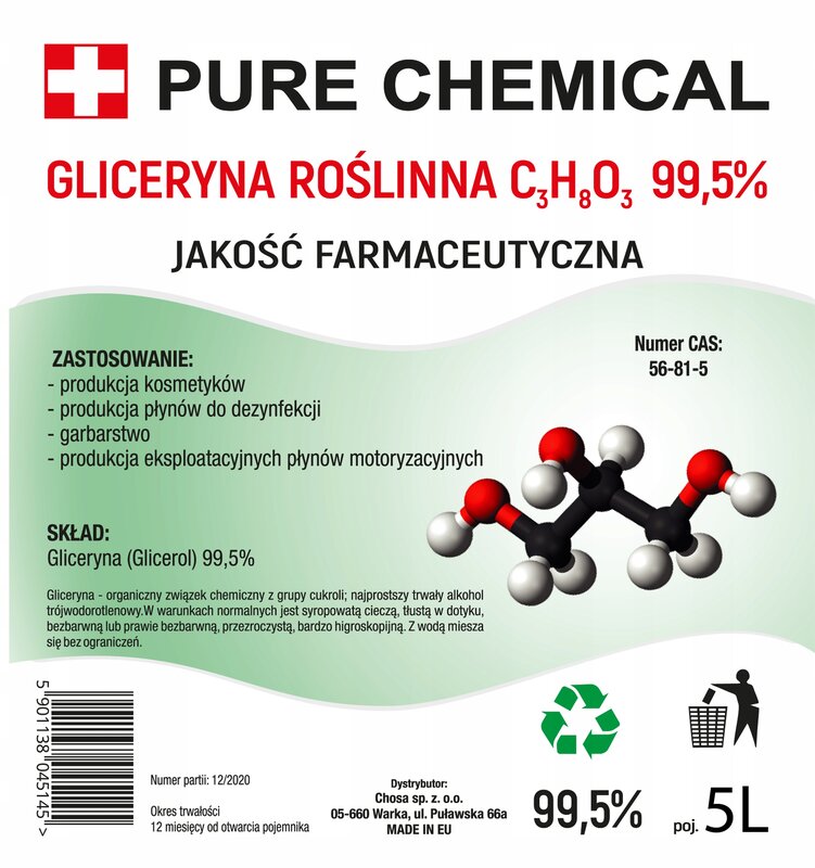 Glikol propylenowy 5l + Gliceryna roślina 5l ~12kg - obrazek 5