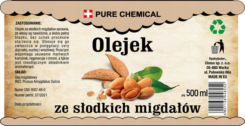 NATURALNY OLEJ ZE SŁODKICH MIGDAŁÓW 0,5L 500ml - obrazek 5